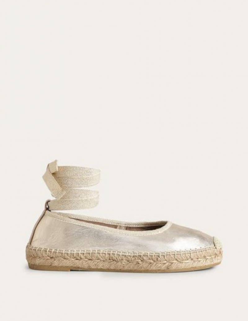 Gold Women's Boden Ankle Tie Espadrilles | 28654IGBV