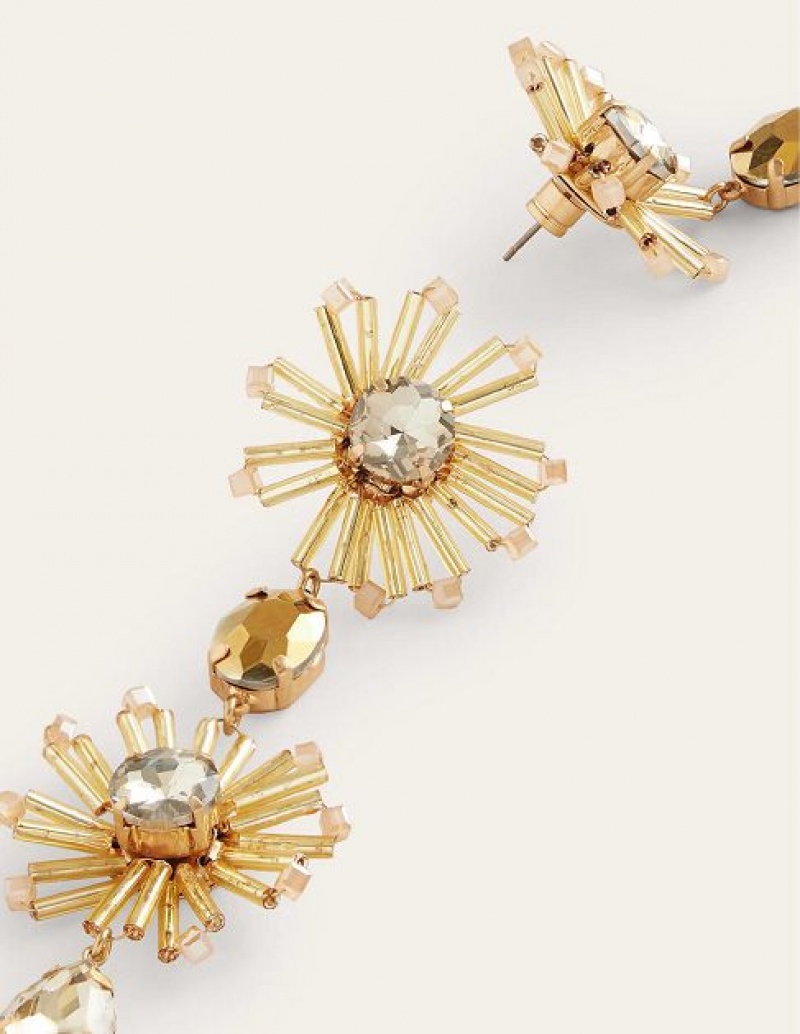 Gold Women's Boden Bead Floral Drop Earrings | 49710KIPT