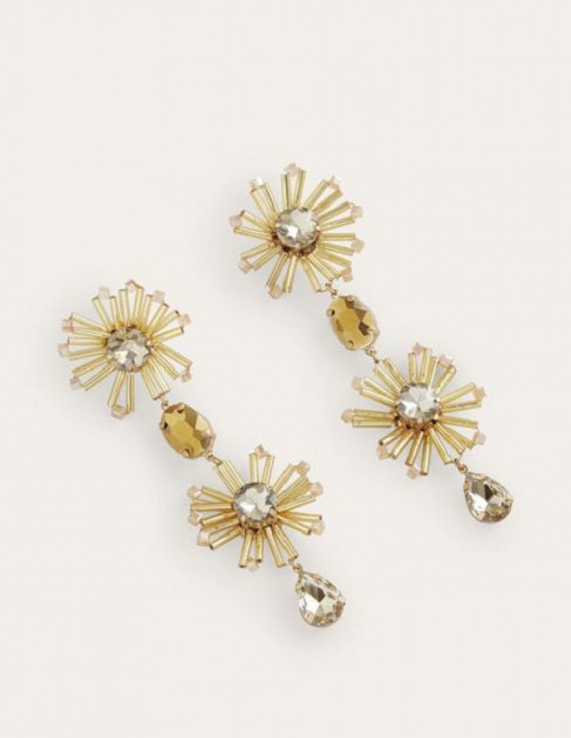 Gold Women's Boden Bead Floral Drop Earrings | 49710KIPT