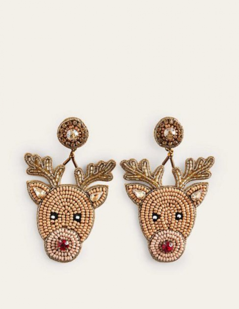 Gold Women's Boden Festive Embellished Earrings | 34057WXEY