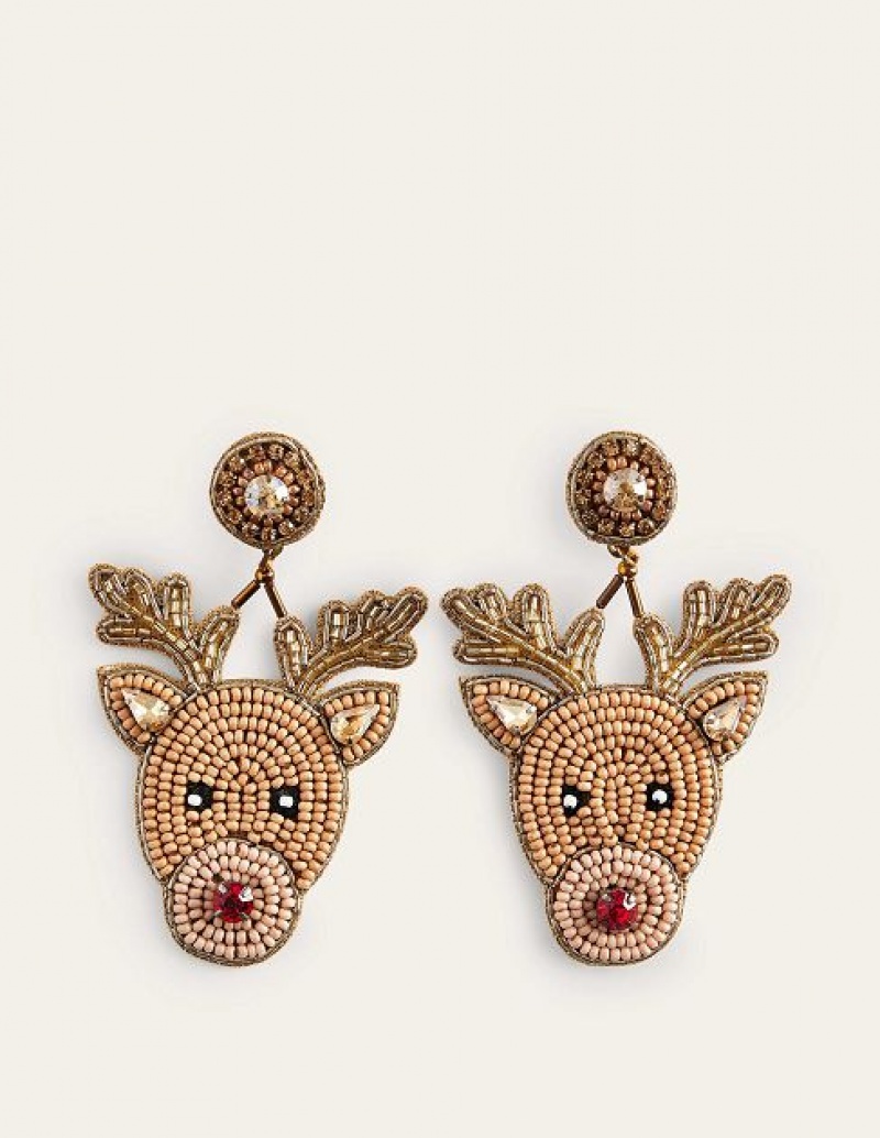 Gold Women\'s Boden Festive Embellished Earrings | 34057WXEY