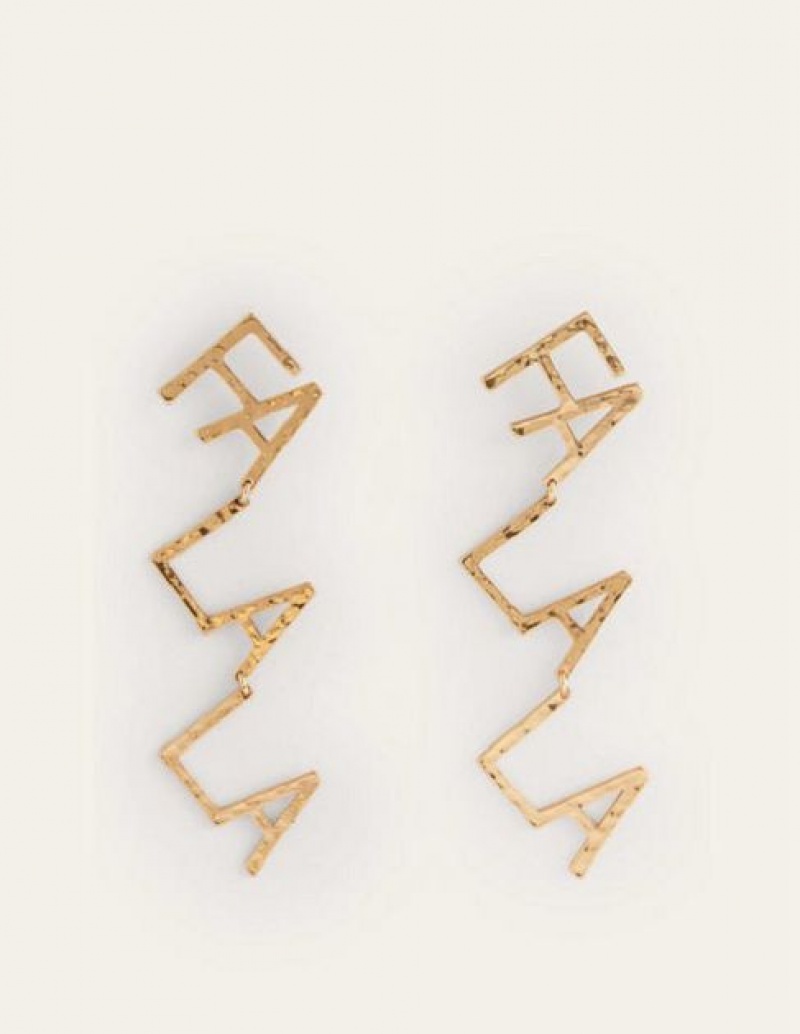 Gold Women's Boden Festive Stamp Earrings | 62058HKIV