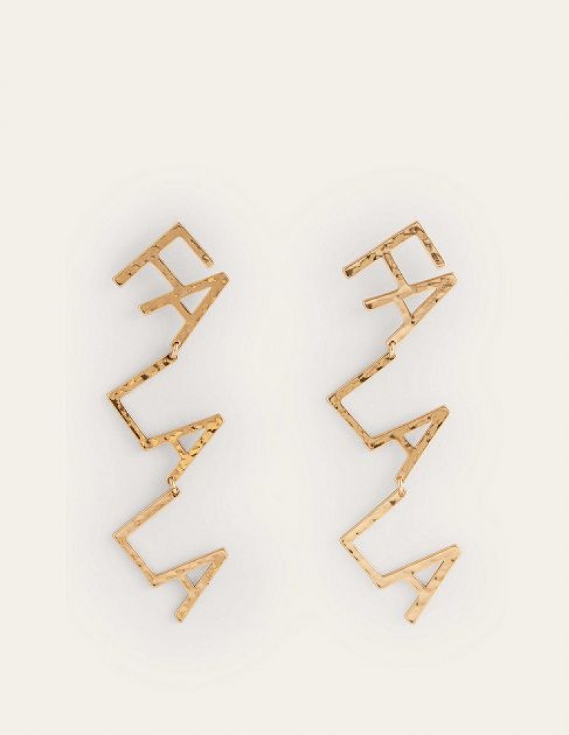 Gold Women\'s Boden Festive Stamp Earrings | 62058HKIV