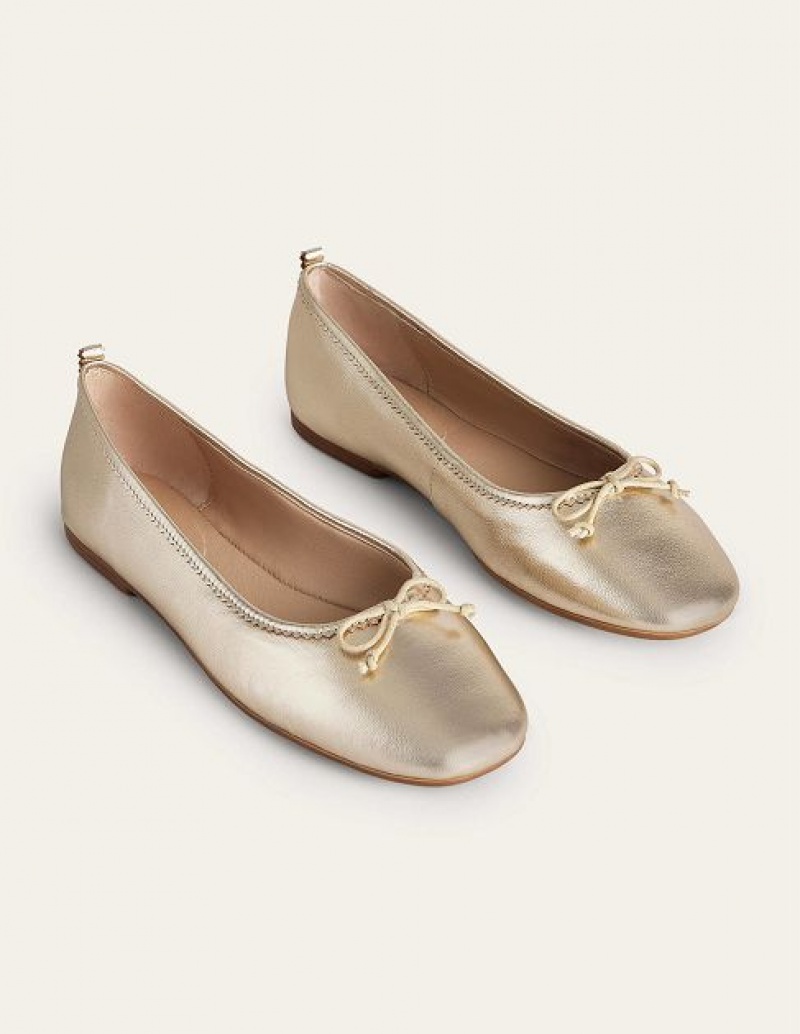 Gold Women's Boden Kitty Flexi Sole Flats | 62871CSAI