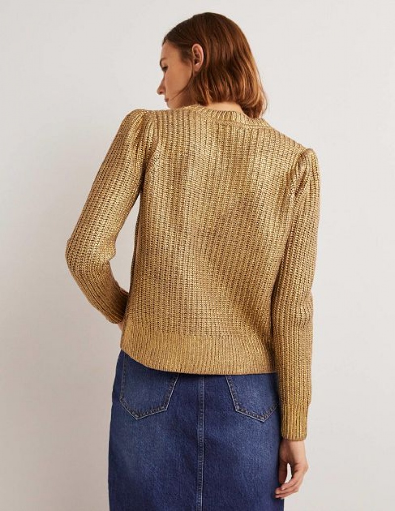 Gold Women's Boden Ribbed Gold Sweaters | 58074CQDT