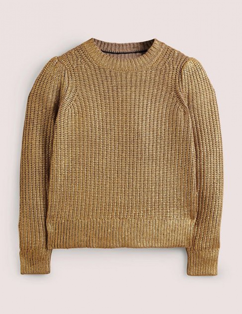 Gold Women's Boden Ribbed Gold Sweaters | 58074CQDT