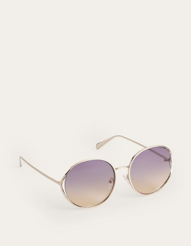 Gold Women's Boden Wire Frame Round Sunglasses | 78134EUZJ