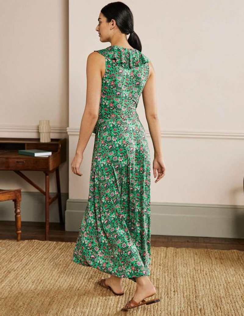 Green Blue Women's Boden Saskia Wrap Jersey Maxi Dress | 59472GFEQ