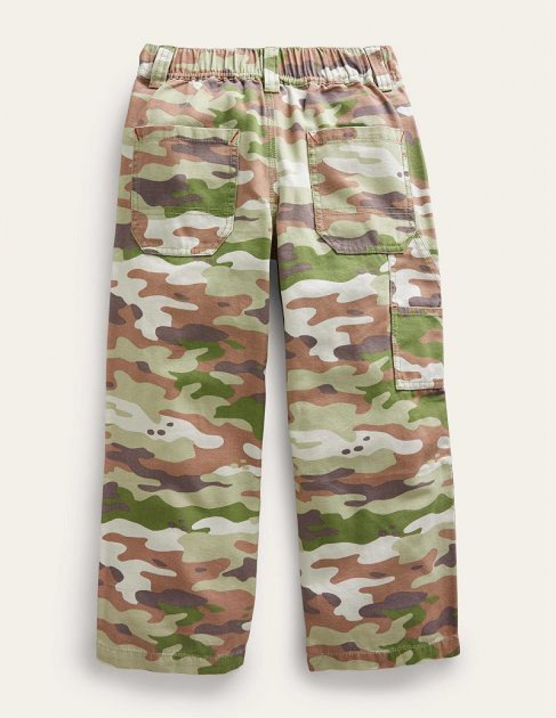 Green Camo Kids' Boden Canvas Carpenter Pants | 92781JBLK