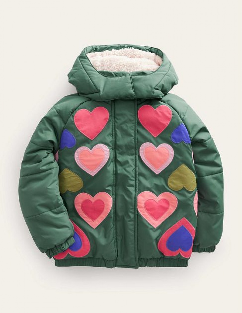 Green Kids\' Boden Appliqué Padded Coats | 13027QCOL