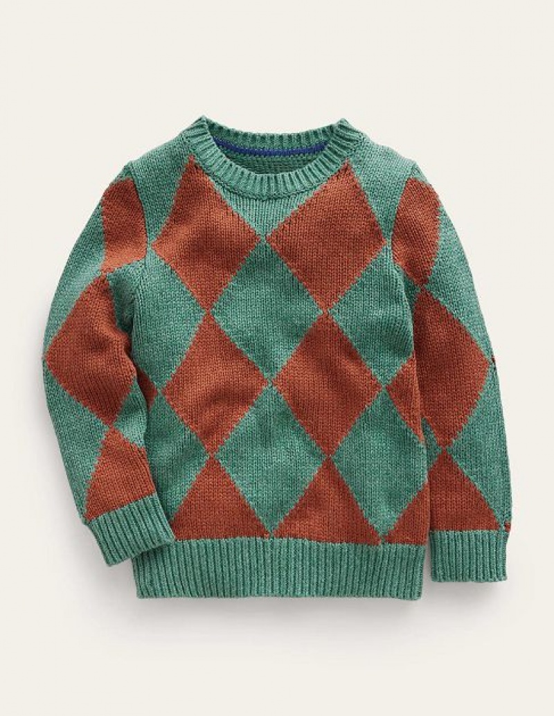 Green Kids' Boden Argyle Sweaters | 06213FXUQ