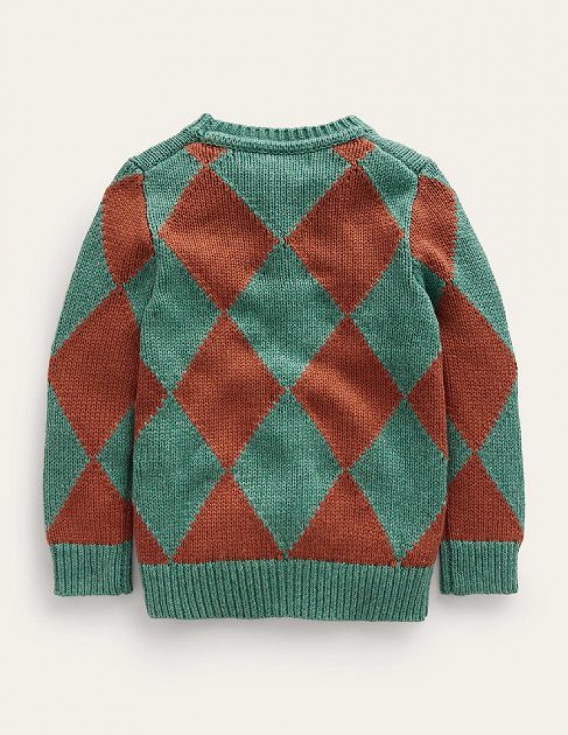 Green Kids' Boden Argyle Sweaters | 06213FXUQ