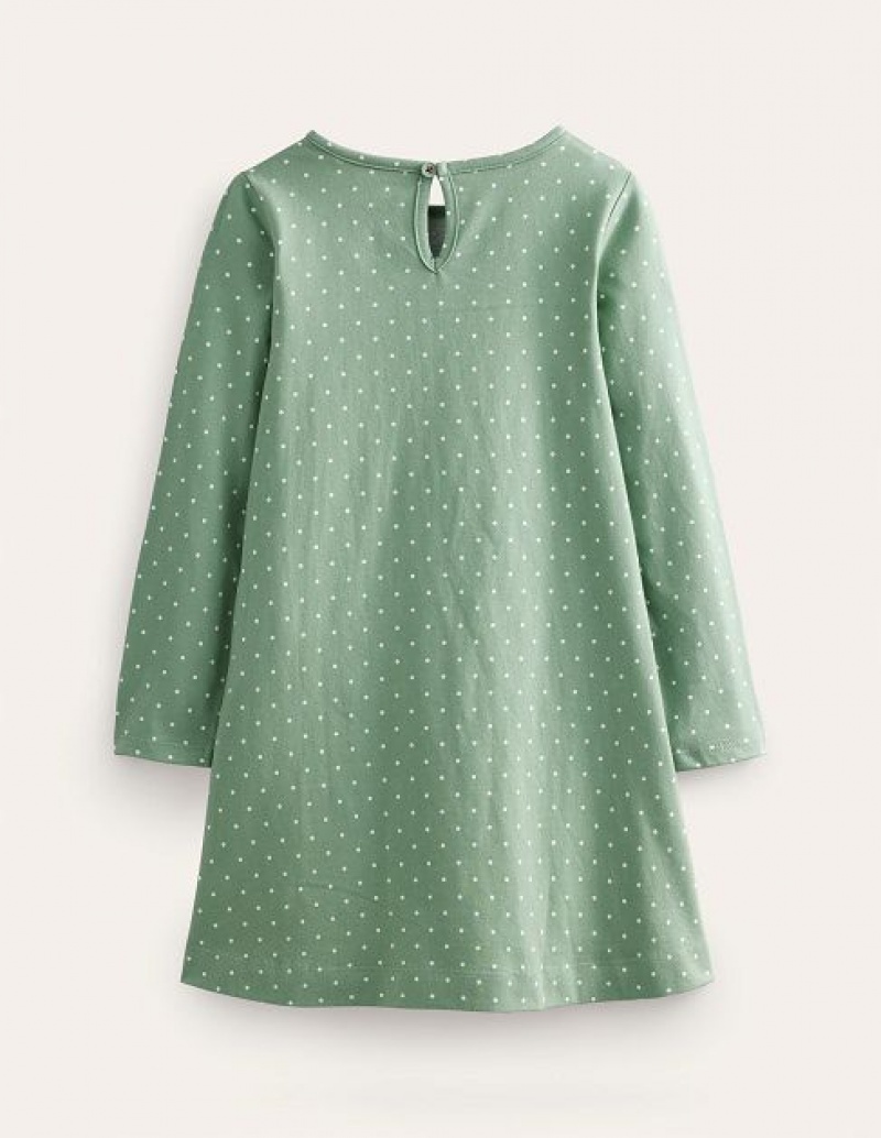 Green Kids' Boden Big Appliqué Dress | 17059CIHJ