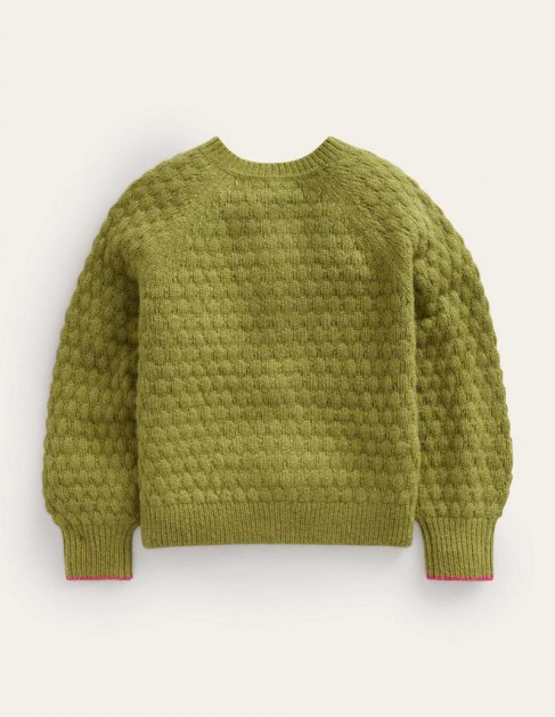 Green Kids' Boden Bobble Stitch Cardigan | 97841GSYL