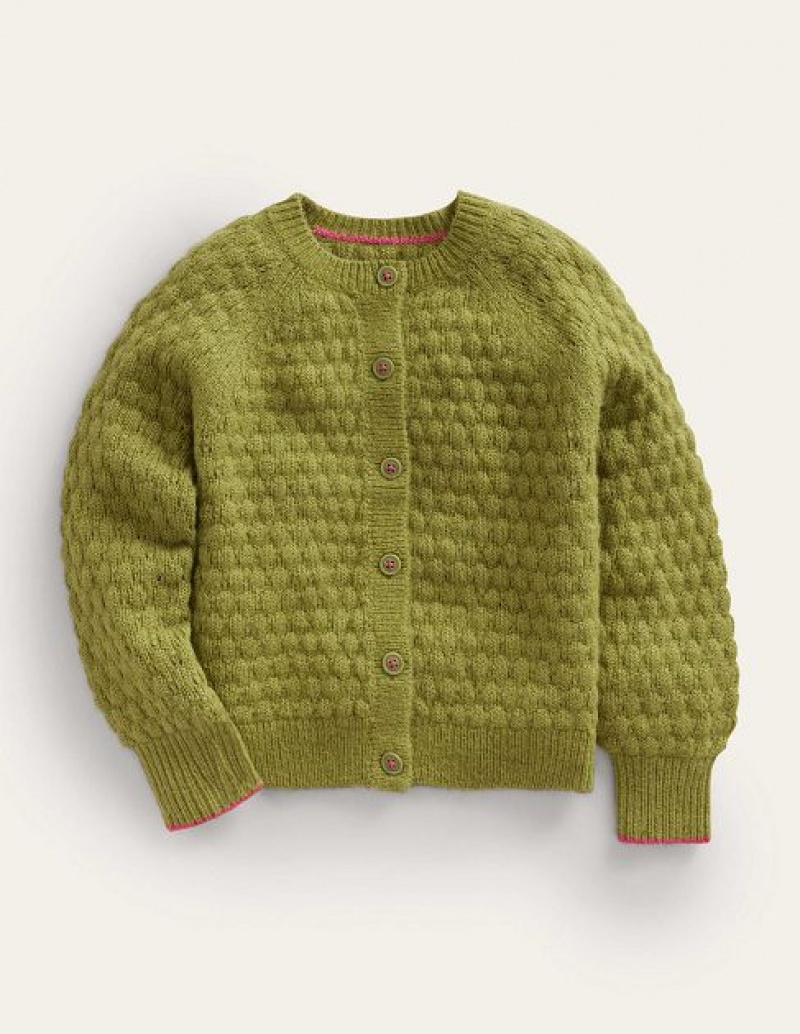 Green Kids\' Boden Bobble Stitch Cardigan | 97841GSYL