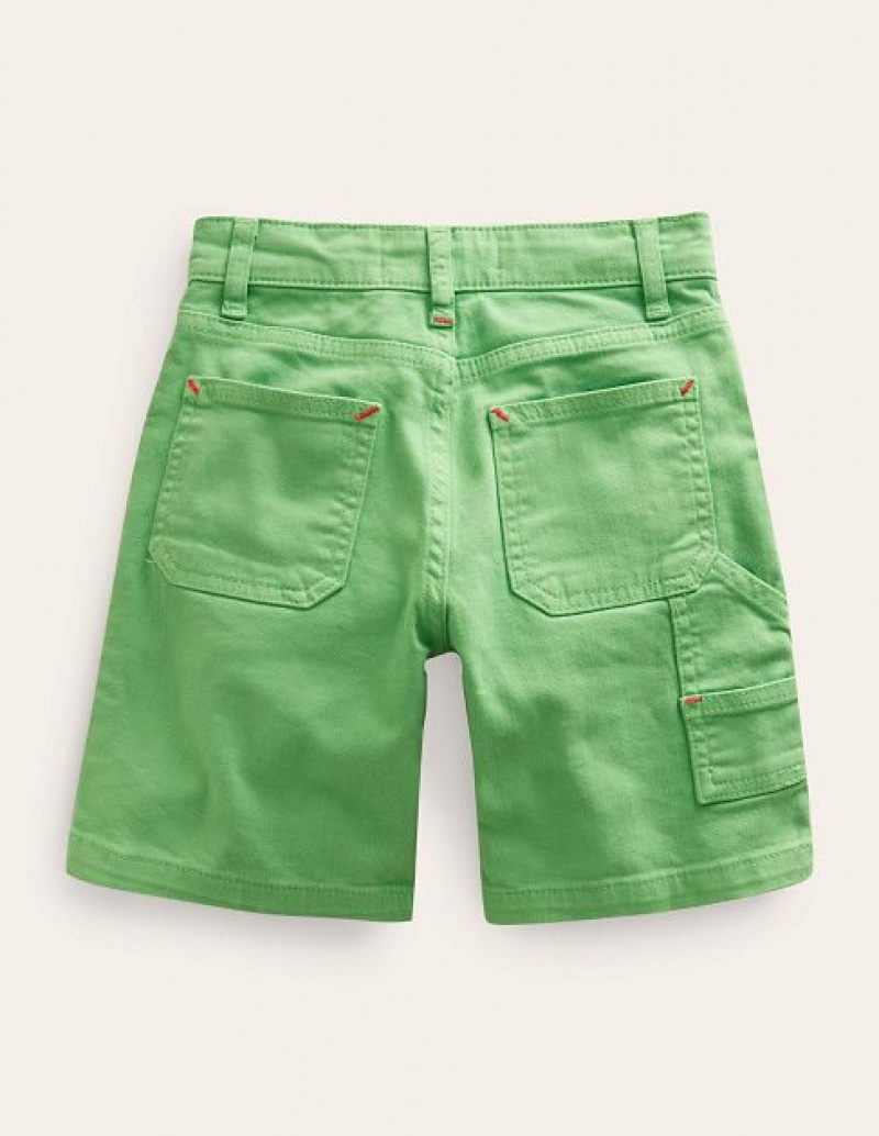 Green Kids' Boden Canvas Carpenter Shorts | 29506LZBK