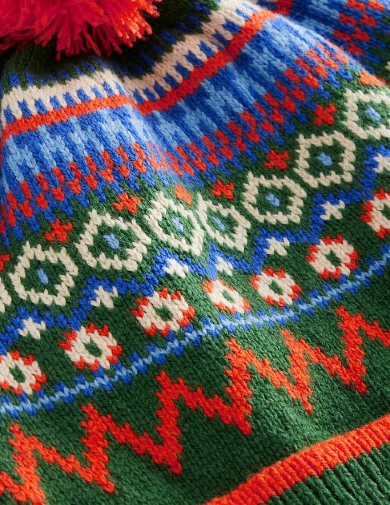 Green Kids' Boden Fair Isle Beanie | 70594HPYD