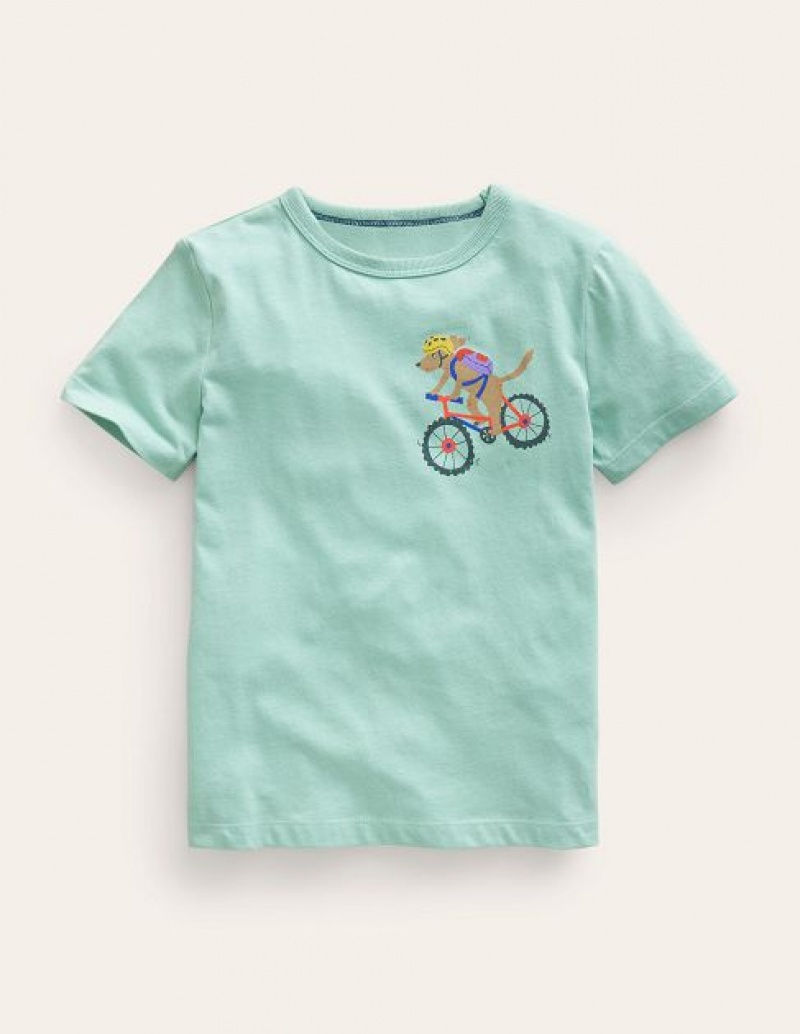 Green Kids' Boden Front And Back Logo T-Shirt | 48952YCBH