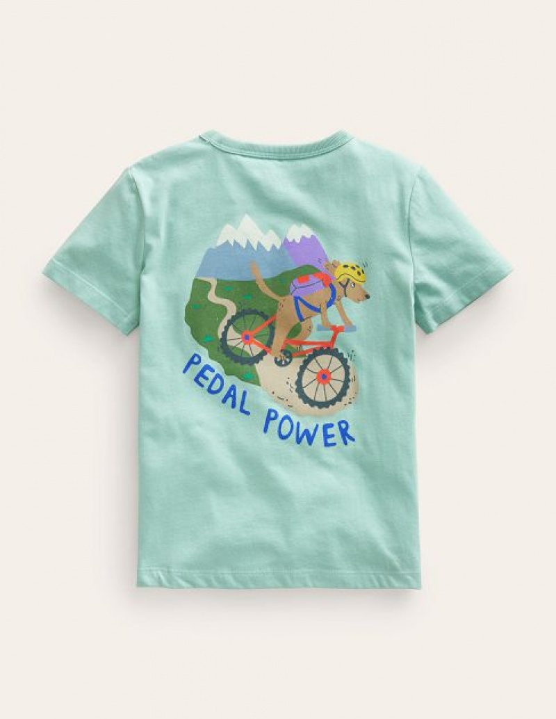 Green Kids' Boden Front And Back Logo T-Shirt | 48952YCBH