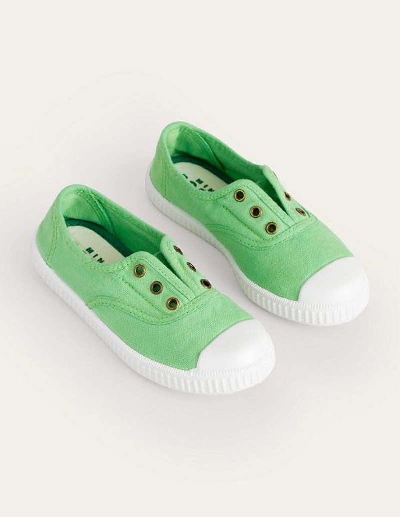 Green Kids' Boden Laceless Canvas Pull-ons Sneakers | 51739SFKD