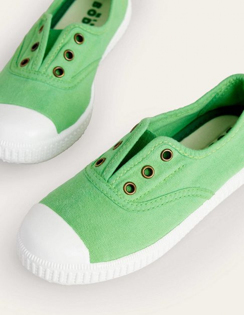 Green Kids' Boden Laceless Canvas Pull-ons Sneakers | 51739SFKD