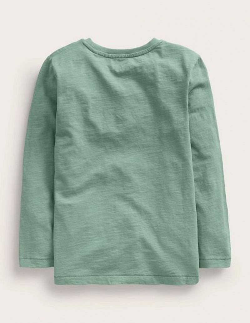 Green Kids' Boden Long-sleeved Washed T-Shirt | 07931KAQB