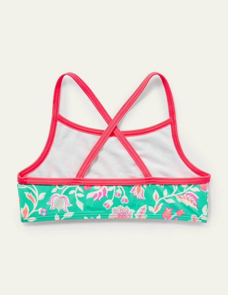 Green Kids' Boden Patterned Bikini Top | 78014GSFJ