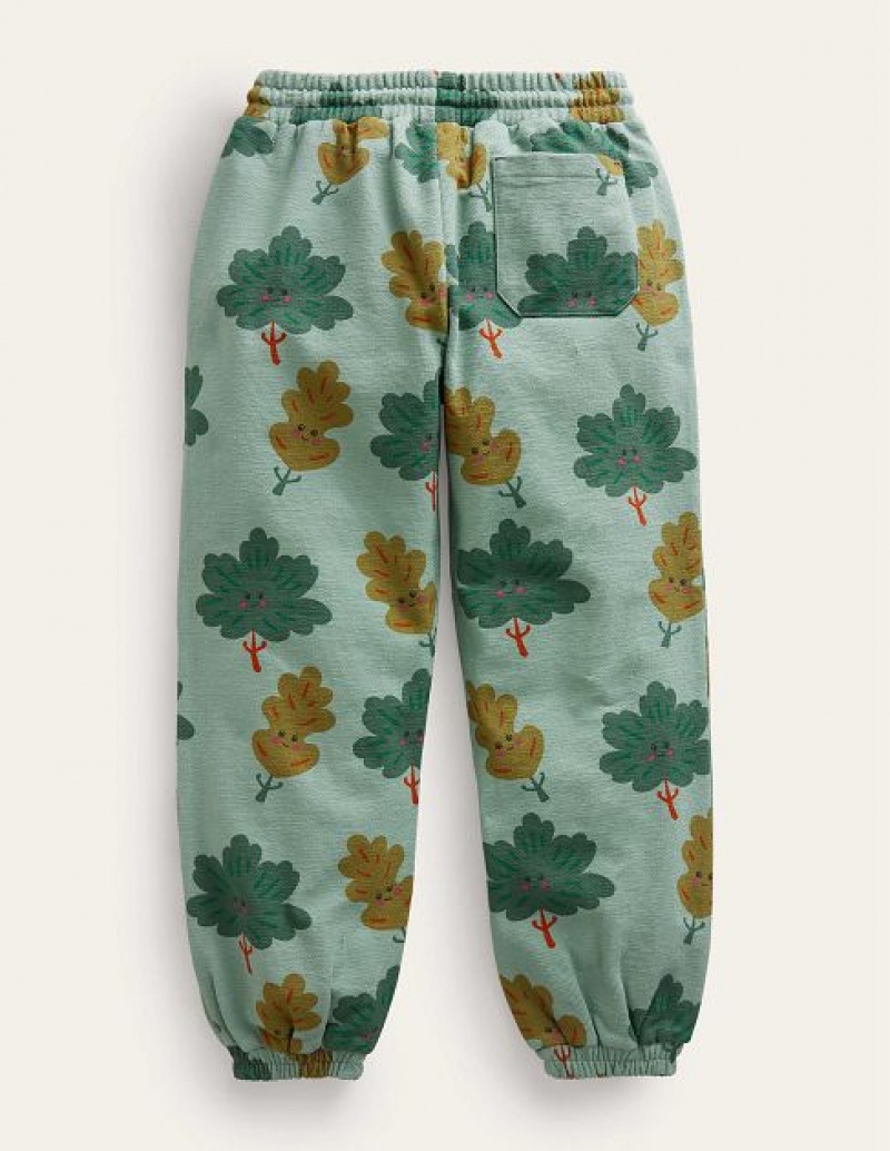 Green Kids' Boden Printed Baggie Cuffed Joggers | 85273FHJW