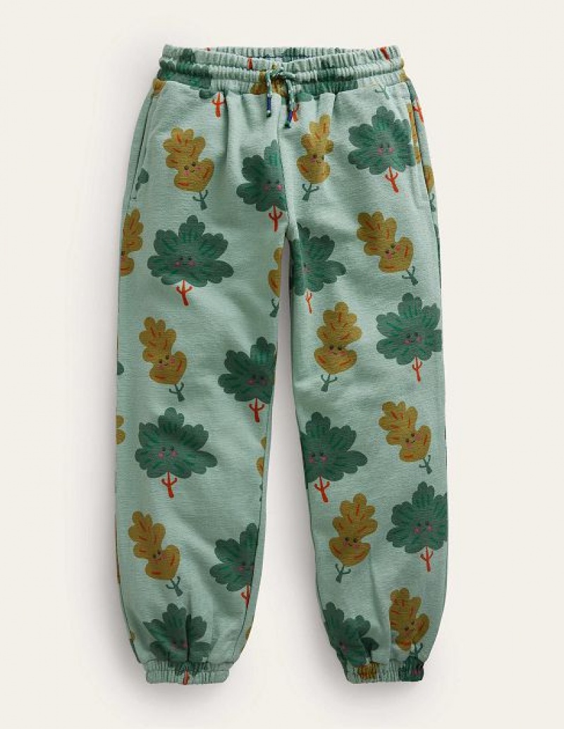 Green Kids\' Boden Printed Baggie Cuffed Joggers | 85273FHJW