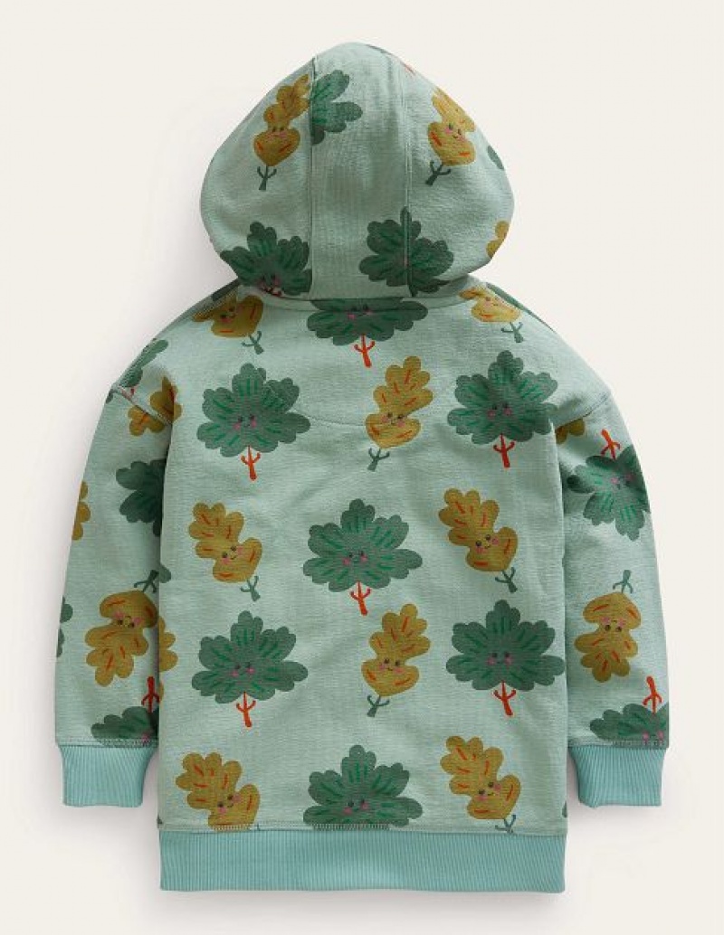 Green Kids' Boden Printed Hoodie | 95370NYKD