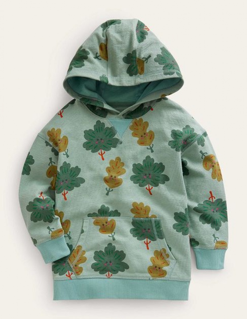 Green Kids\' Boden Printed Hoodie | 95370NYKD