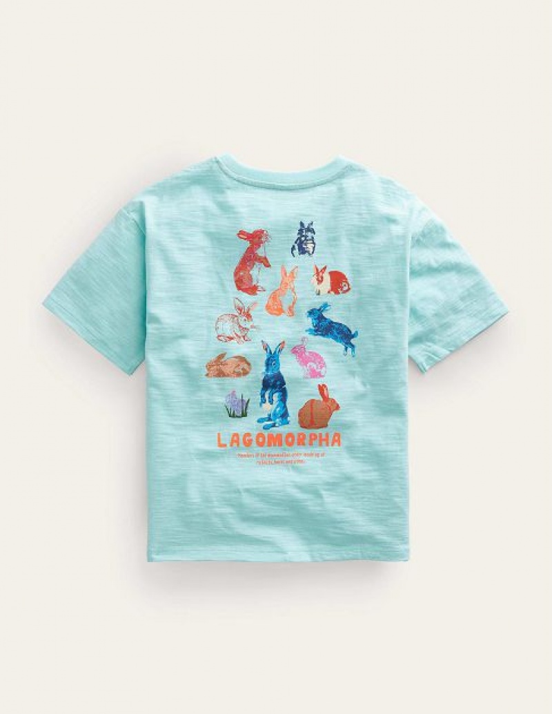 Green Kids' Boden Relaxed Printed T-Shirt | 54219DPQI