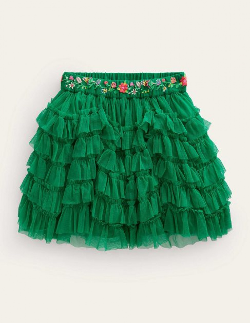 Green Kids' Boden Ruffle Tulle Skirts | 52089AWHF