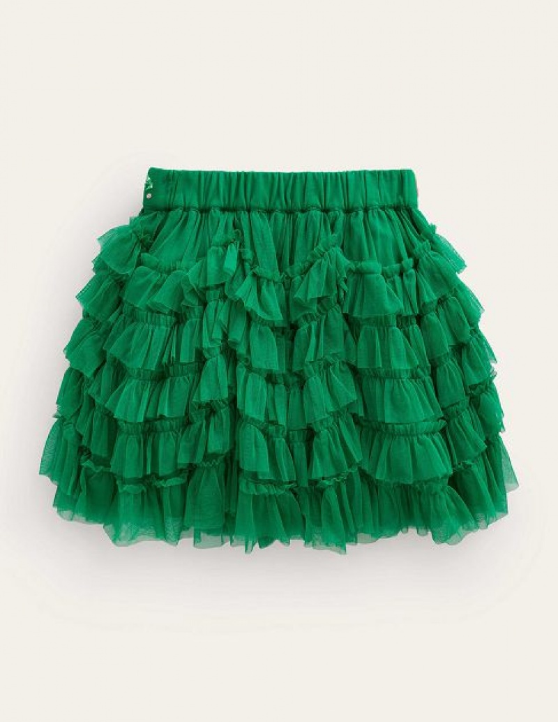 Green Kids' Boden Ruffle Tulle Skirts | 52089AWHF