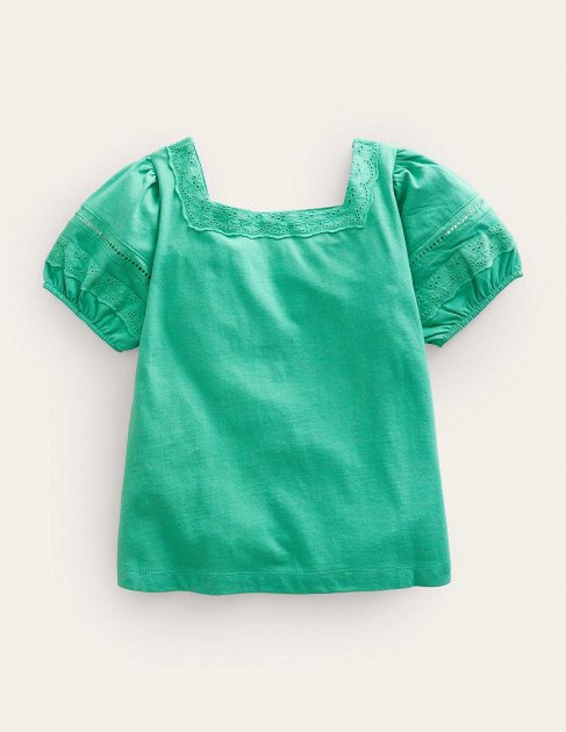 Green Kids' Boden Square Neck Swing Tops | 03579VIMR