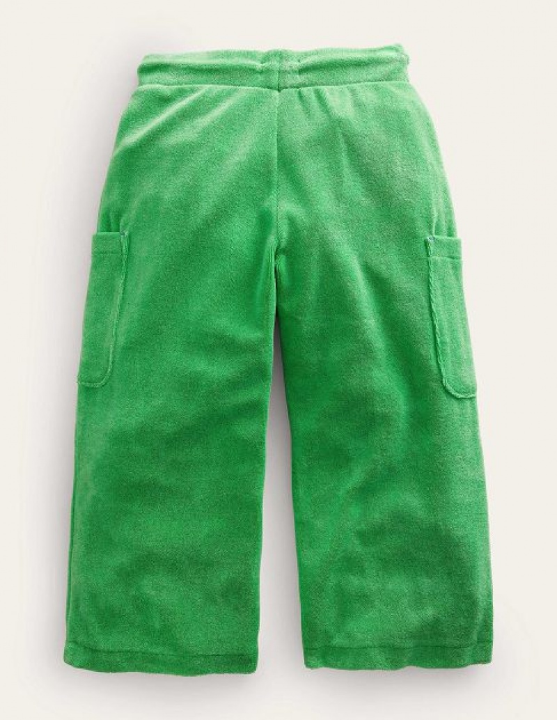 Green Kids' Boden Towelling Cargo Pants | 26894MUNC