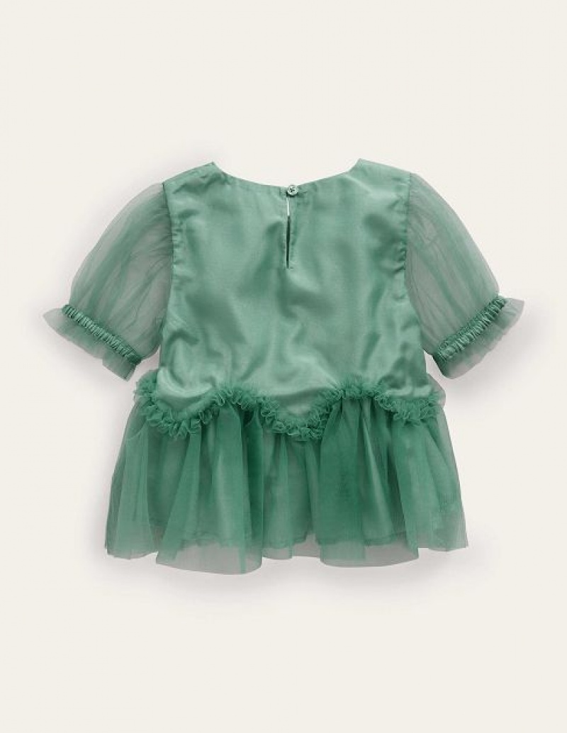 Green Kids' Boden Tulle Party Tops | 71069GBOV