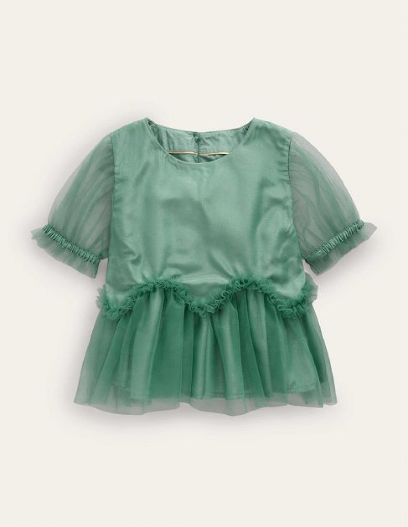 Green Kids\' Boden Tulle Party Tops | 71069GBOV