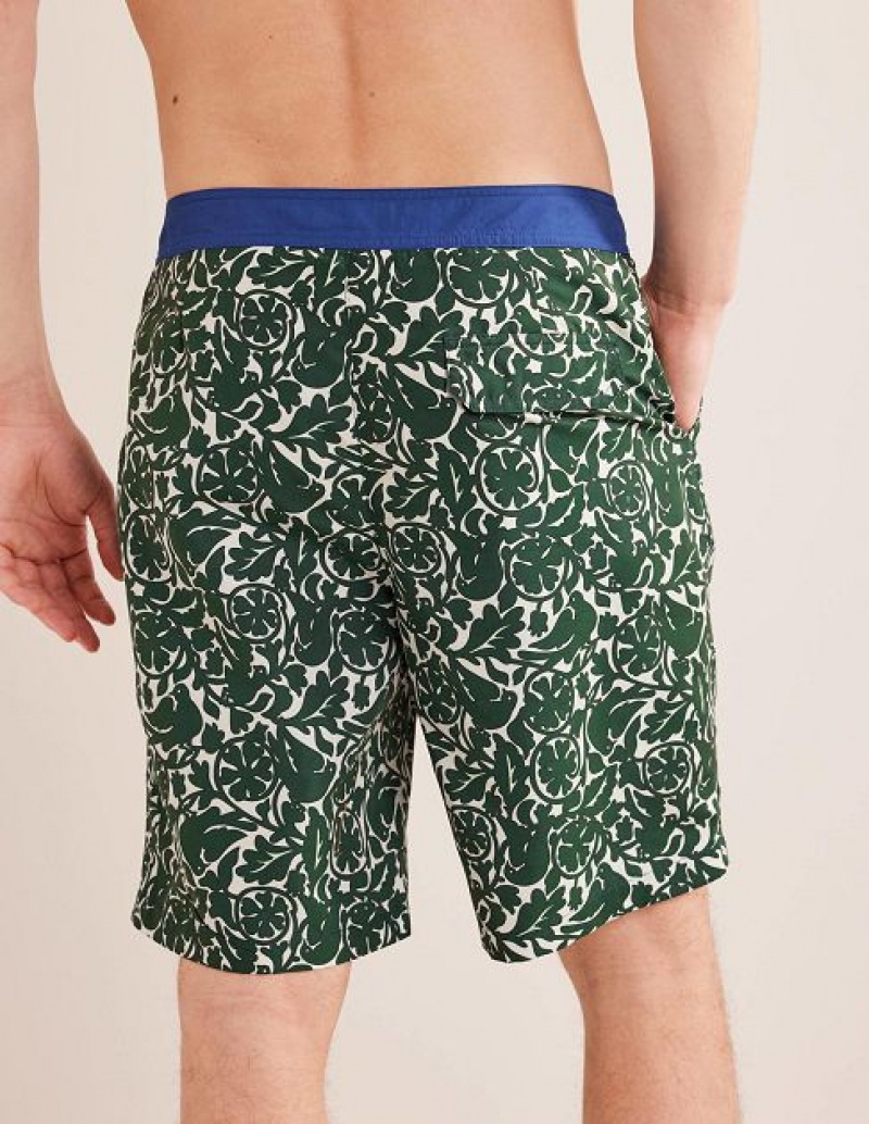 Green Men's Boden Fixed Waist Board Shorts | 92016RWKZ