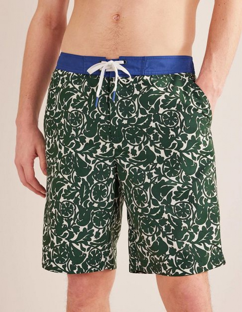 Green Men's Boden Fixed Waist Board Shorts | 92016RWKZ