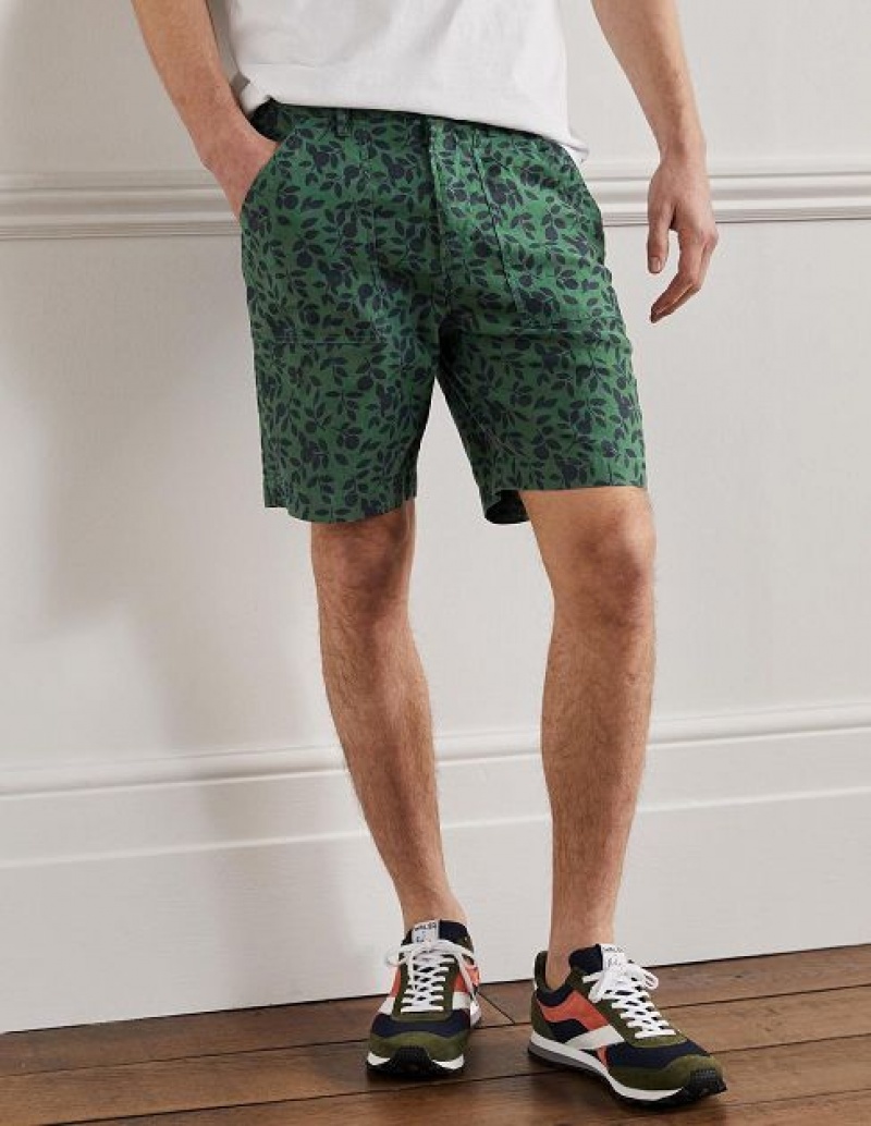 Green Men's Boden Linen Blend Easy Shorts | 59271CUJM