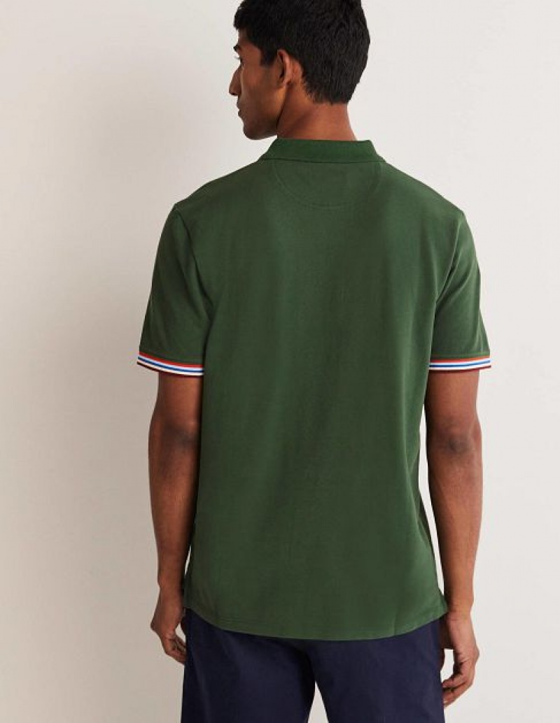 Green Men's Boden Piqué Polo Shirts | 20891PJIR