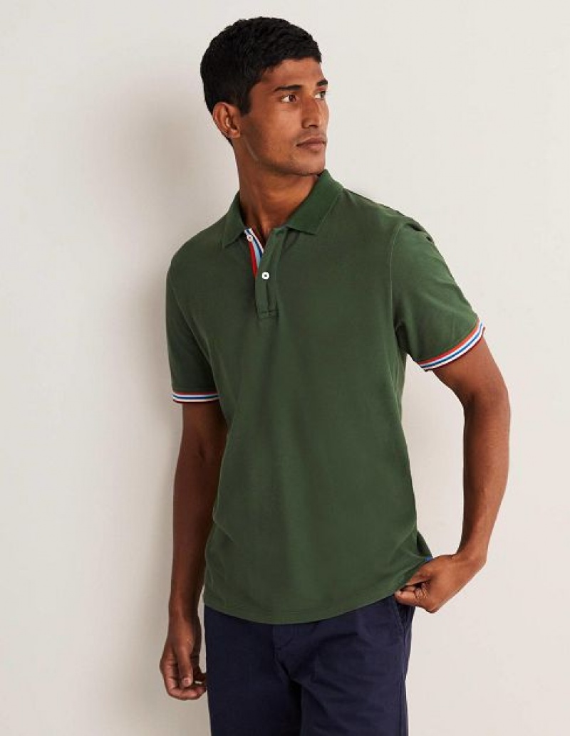 Green Men's Boden Piqué Polo Shirts | 20891PJIR