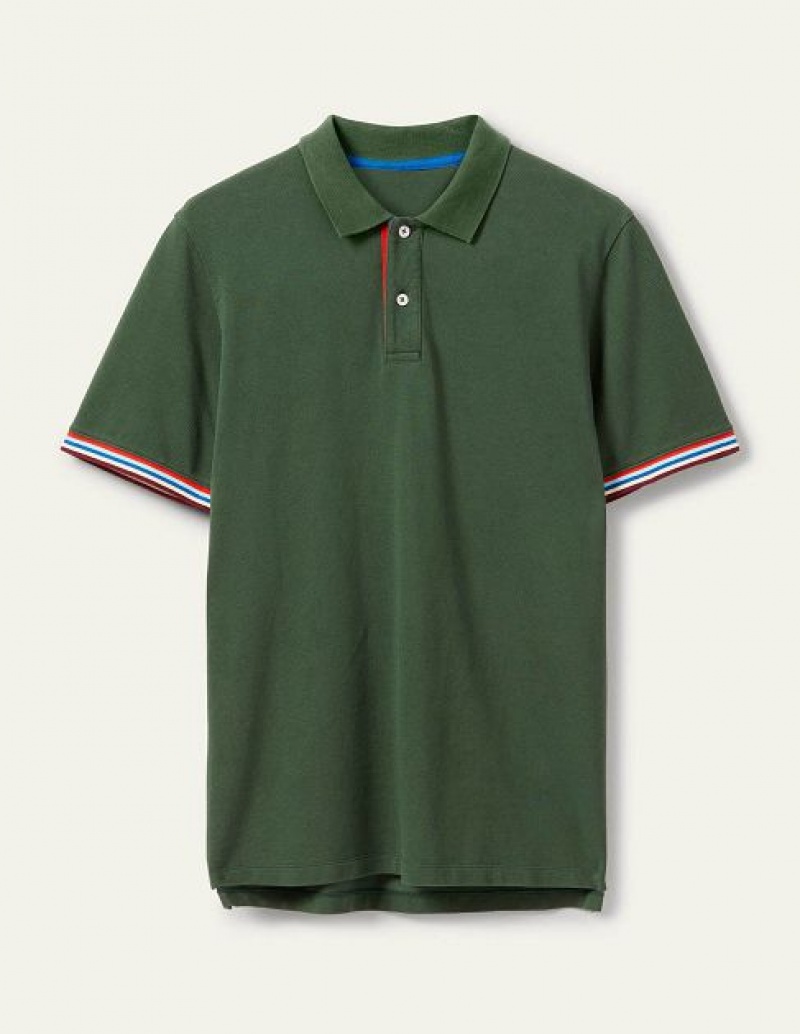 Green Men's Boden Piqué Polo Shirts | 20891PJIR