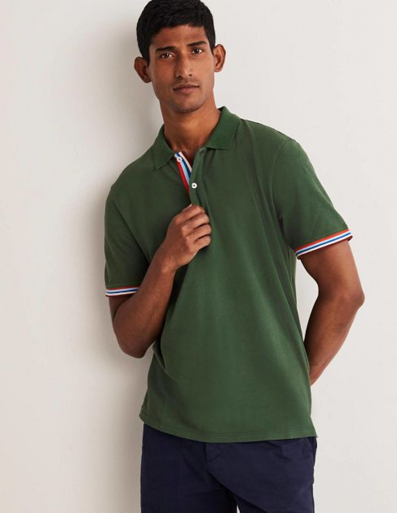 Green Men\'s Boden Piqué Polo Shirts | 20891PJIR