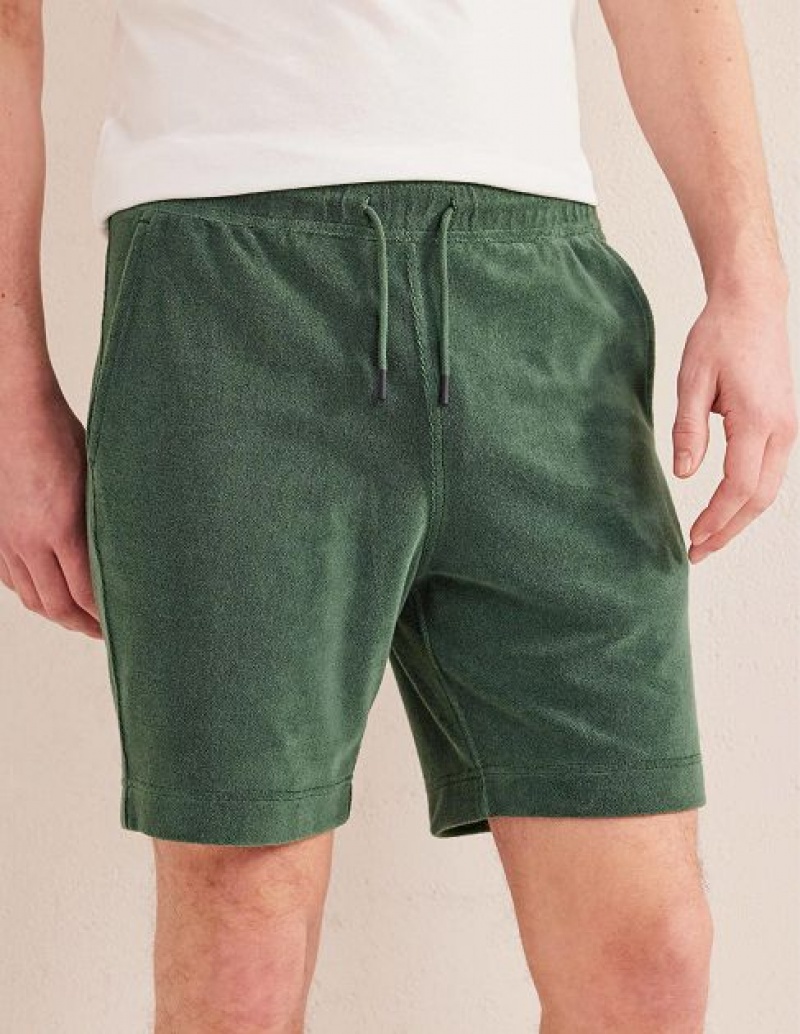 Green Men's Boden Towelling Drawstring Shorts | 96308QUZX