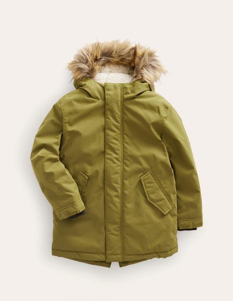 Green Olive Kids' Boden Authentic Parka Jackets | 50431EBTA