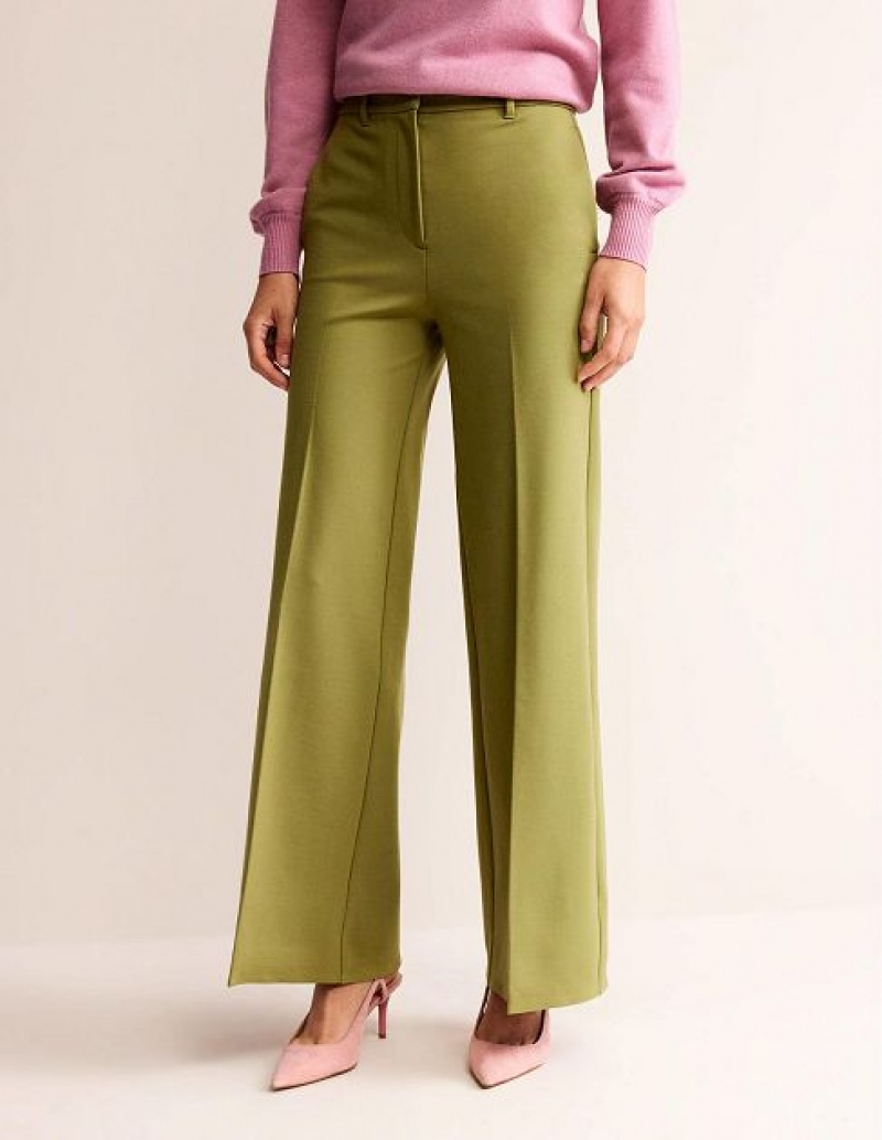 Green Olive Women's Boden Wide Leg Jersey Pants | 92768OGCX