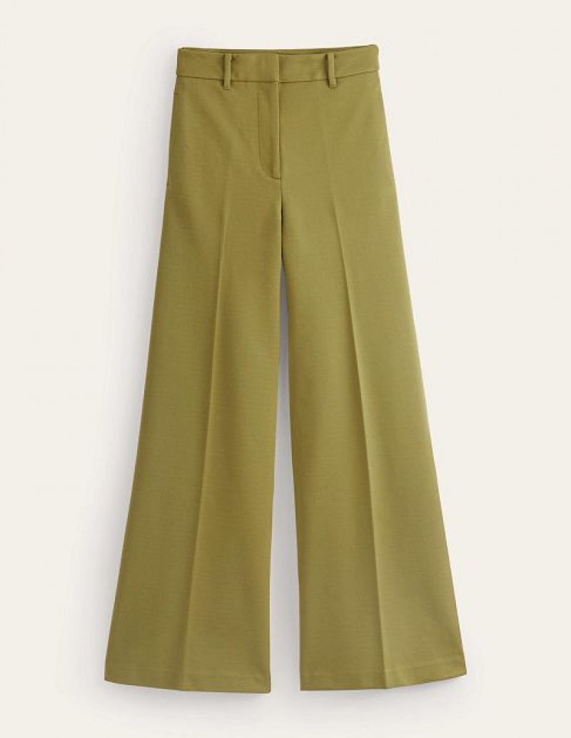 Green Olive Women's Boden Wide Leg Jersey Pants | 92768OGCX