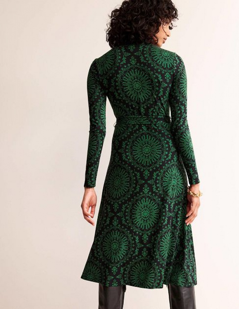 Green Women's Boden Alberta Jersey Midi Dress | 06421FAPX